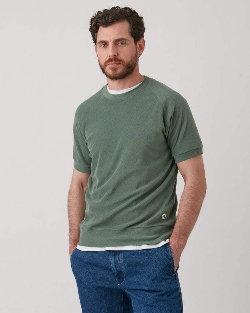 AAGAMENNONE GREEN TERRY COTTON T-SHIRT