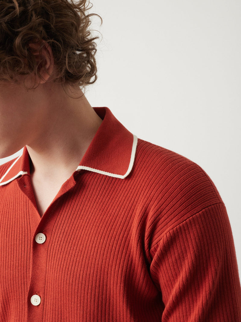 AAGAR COTTON TERRY RED SHIRT WITH SHORT SLEEVES