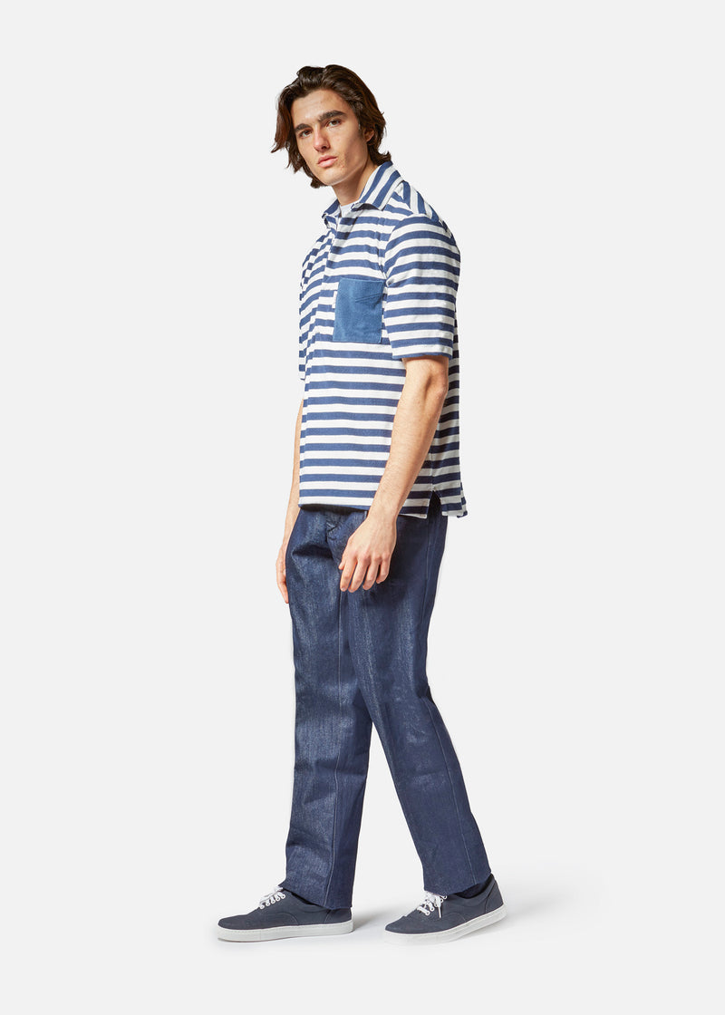 AADEO COTTON - TERRY STRIPED POLOSHIRT