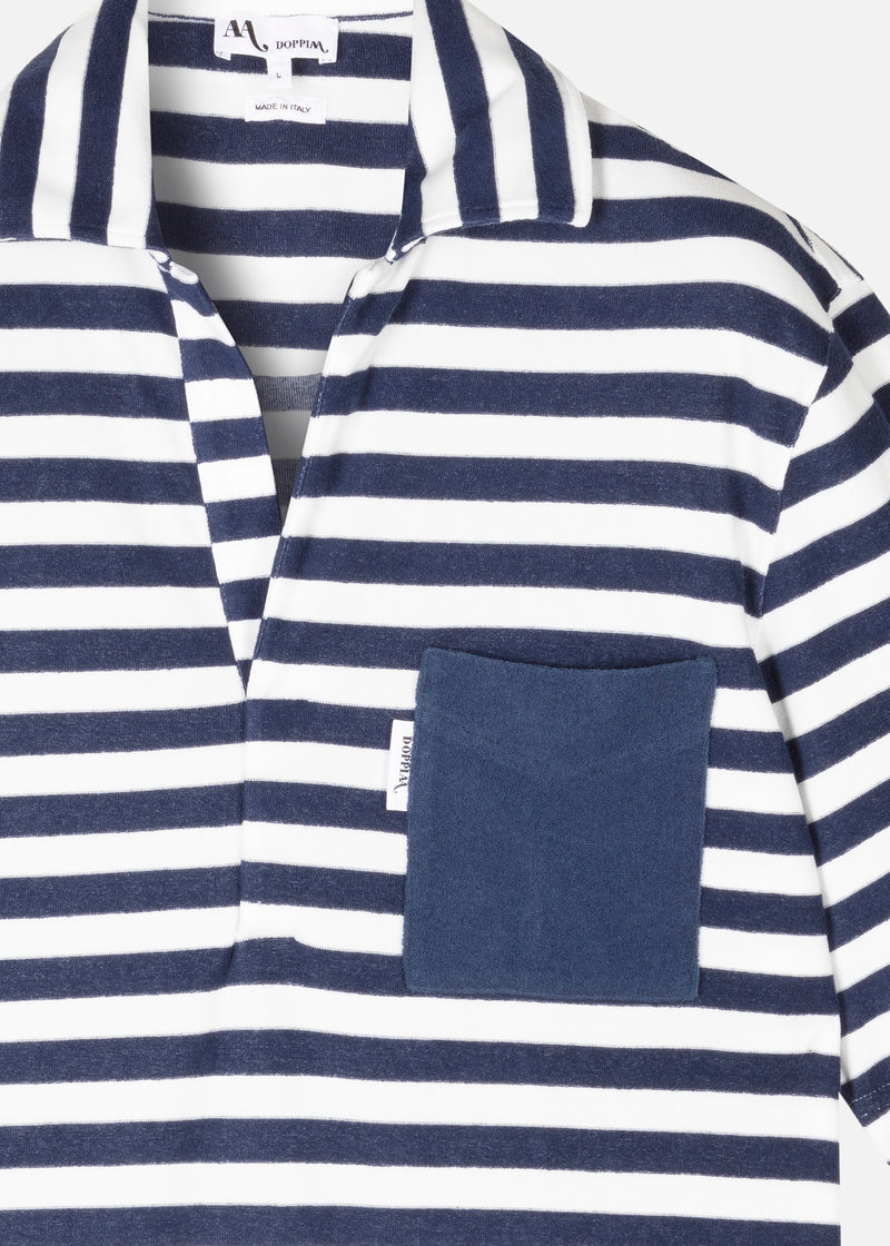 AADEO COTTON - TERRY STRIPED POLOSHIRT