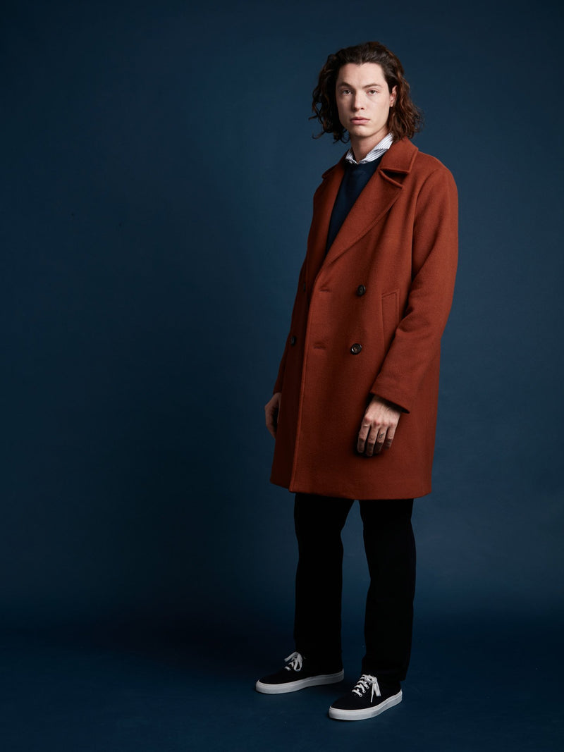 AALBANY RUST DOUBLE BREASTED COAT