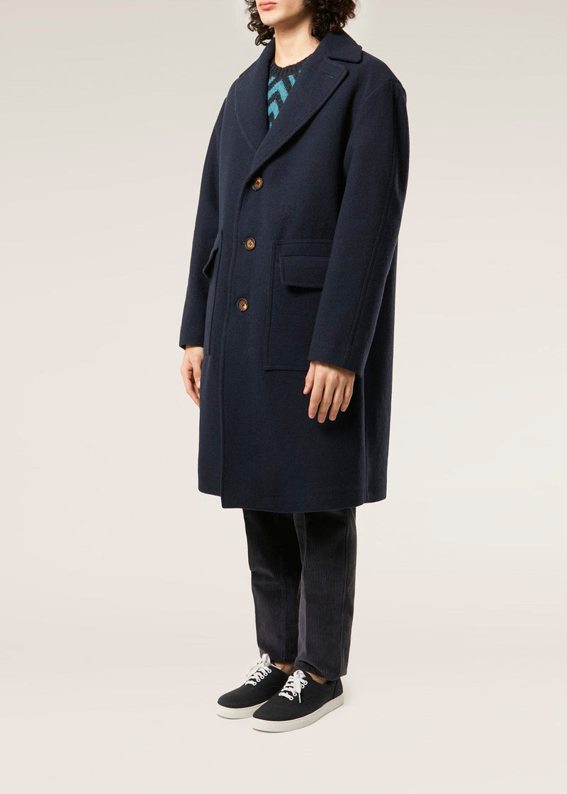 AAMBURGO NAVY BLUE SINGLE-BREASTED COAT