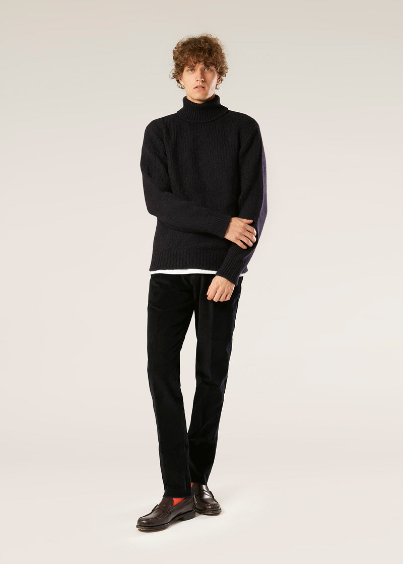 AAMINTORE NAVY BLUE WOOL TURTLENECK