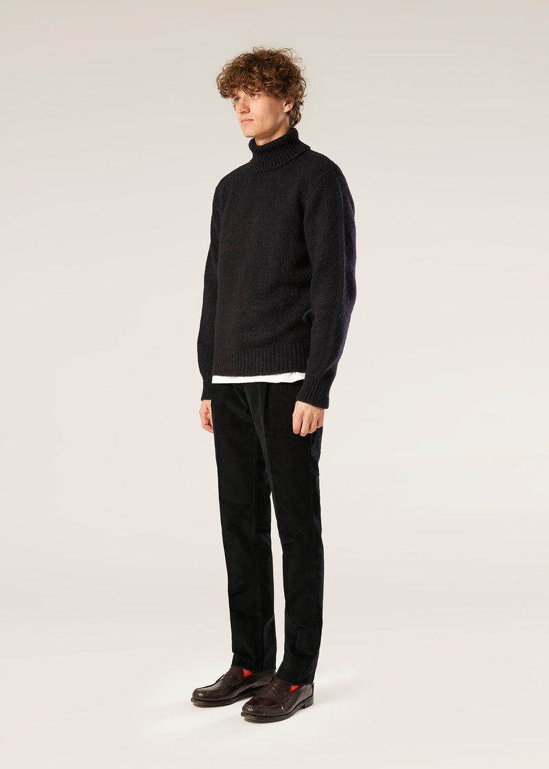 AAMINTORE NAVY BLUE WOOL TURTLENECK