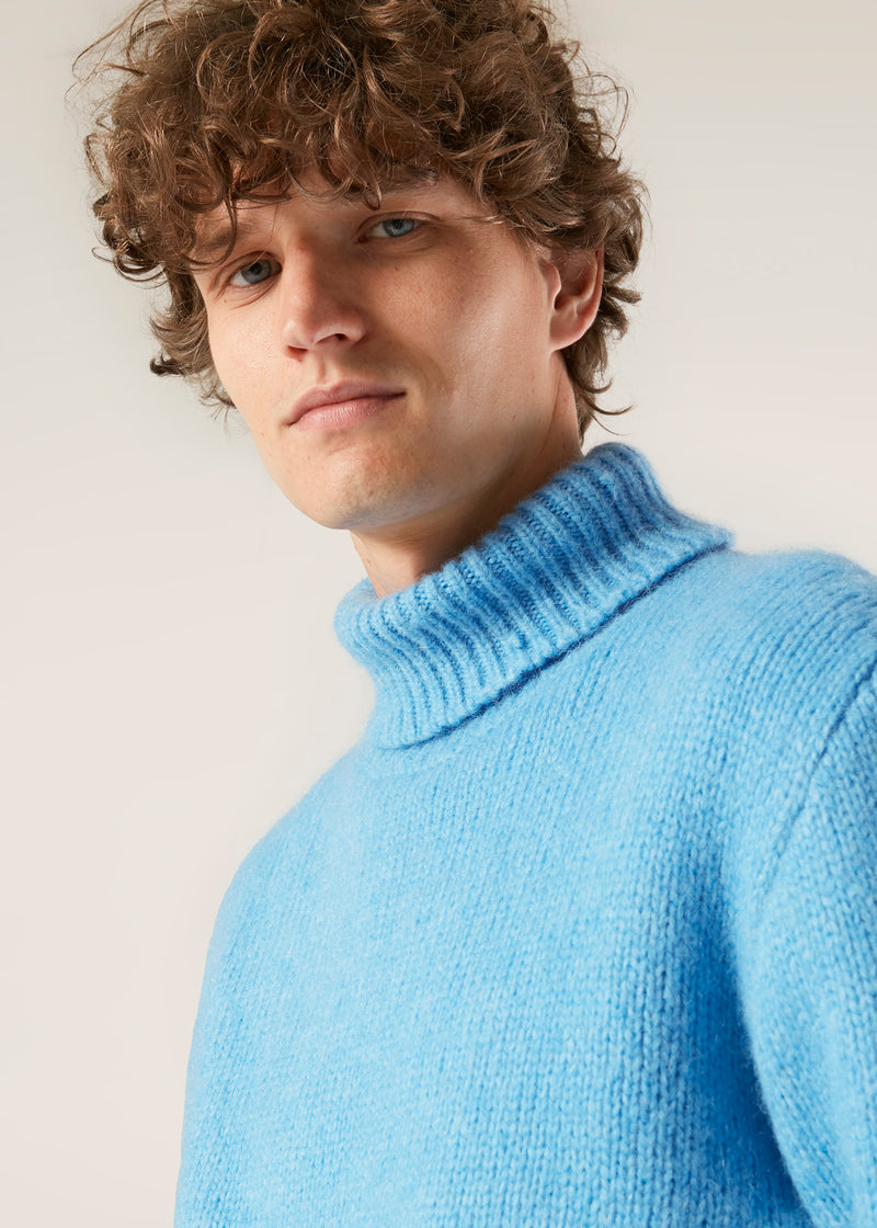 AAMINTORE LIGHT BLUE WOOL TURTLENECK