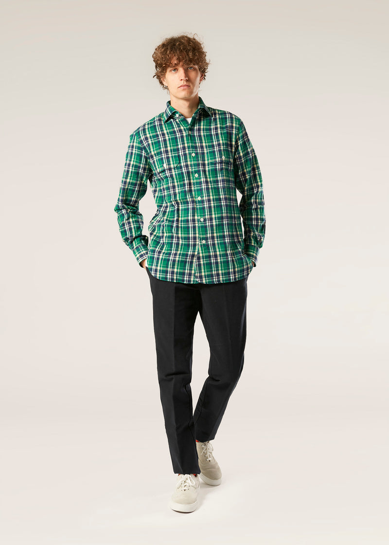 AANTERO GREEN FLANNEL CHECKED SHIRT