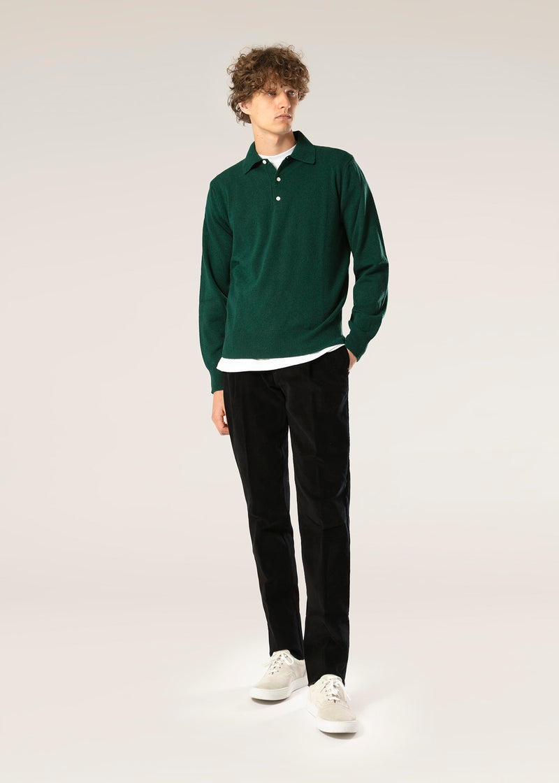 AARIC GREEN WOOL POLO SHIRT