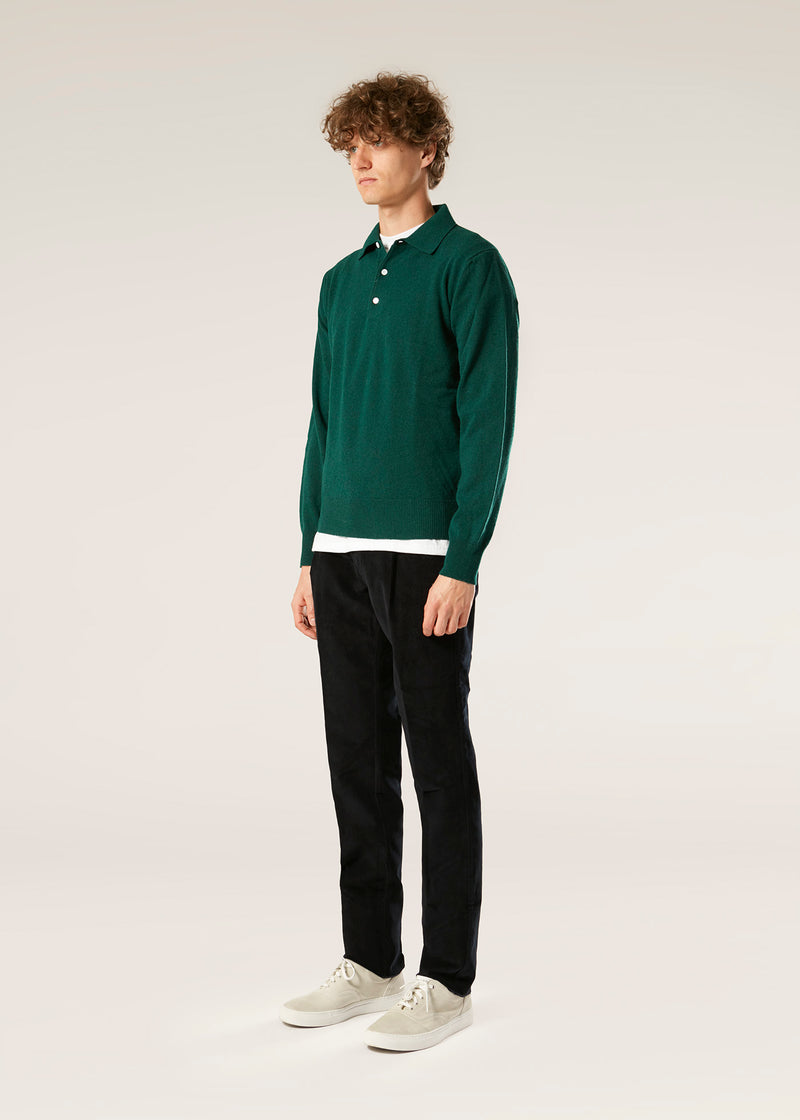 AARIC GREEN WOOL POLO SHIRT