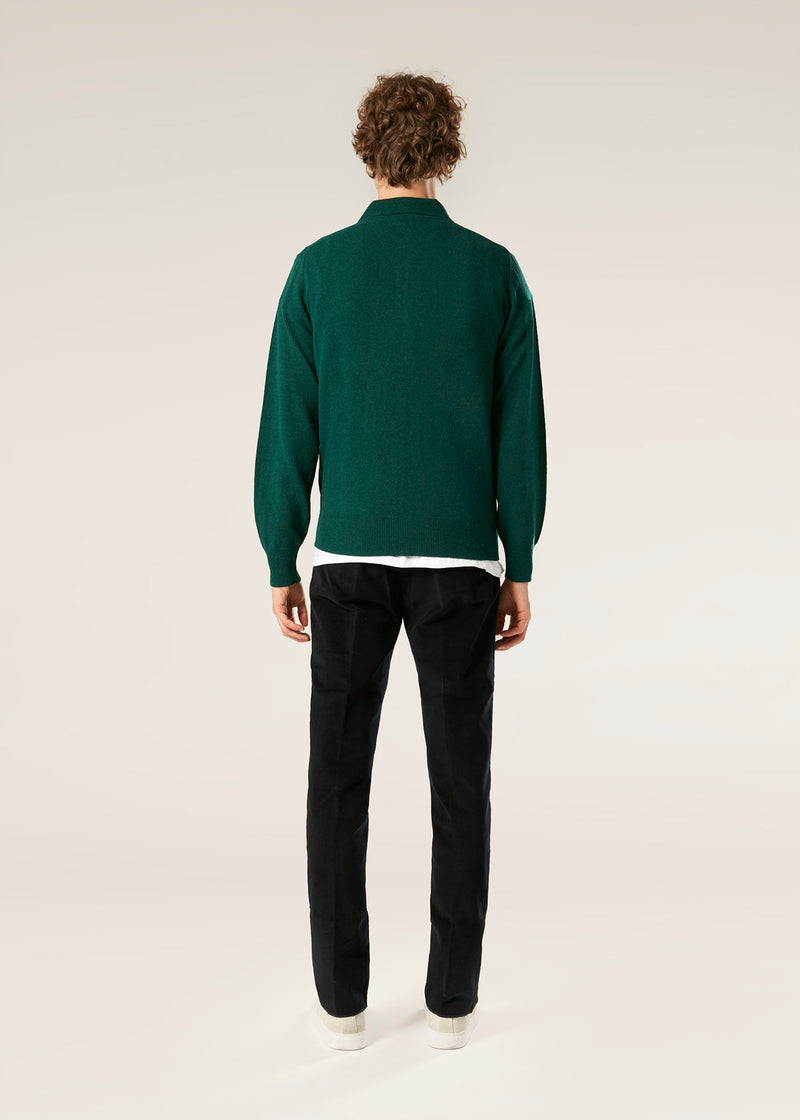 AARIC GREEN WOOL POLO SHIRT